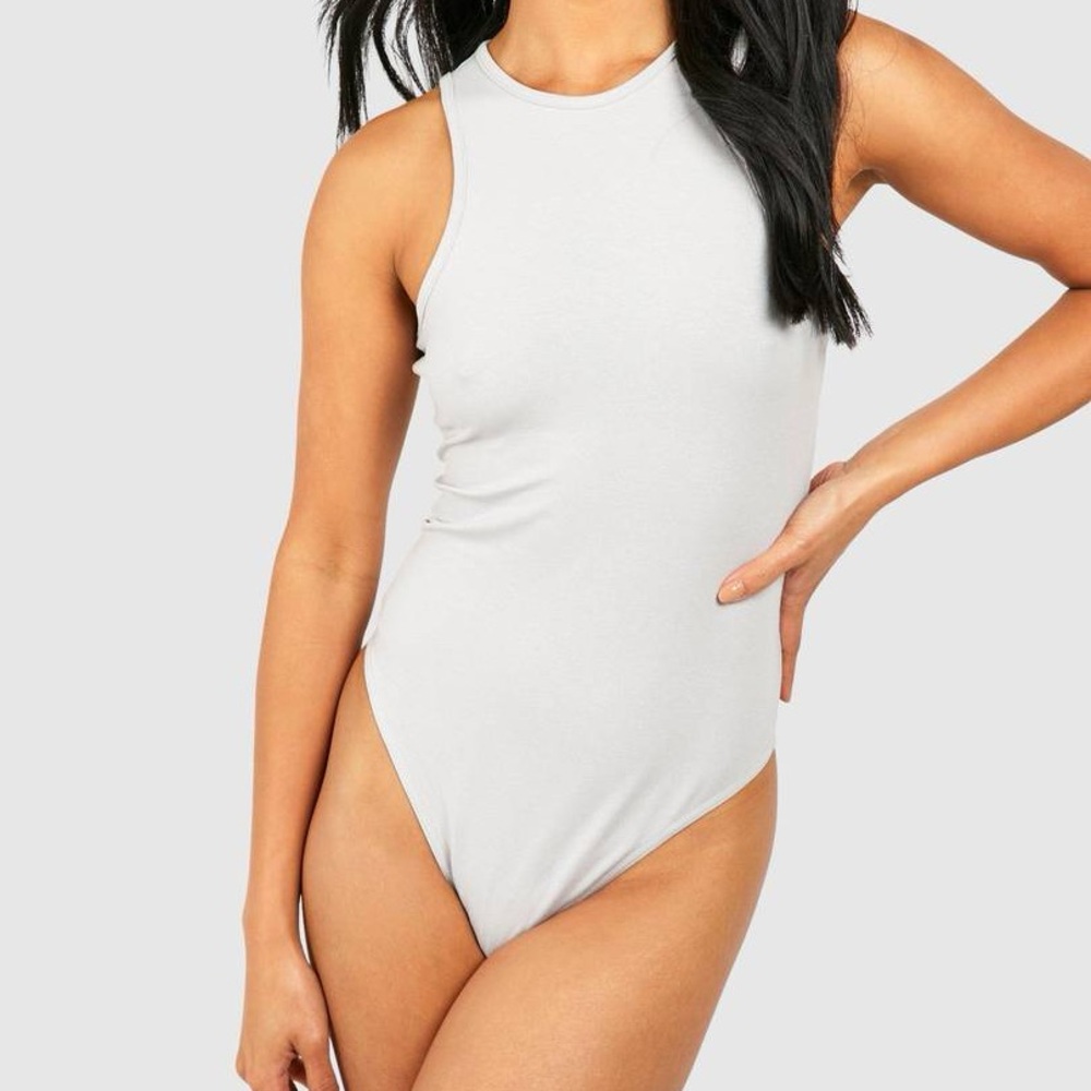 Chic Missguided Tall Blue Sleeveless  seam free racer Bodysuit